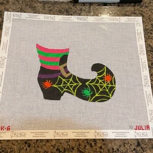 Halloween Needlepoint Canvas with Spider Web Design